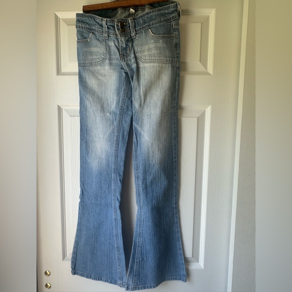 Vintage Abercrombie Flare Distressed Jeans with Butterfly Patch